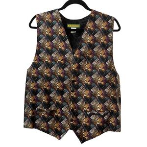 J. Garcia Silk Music Notes Multicolor Vest